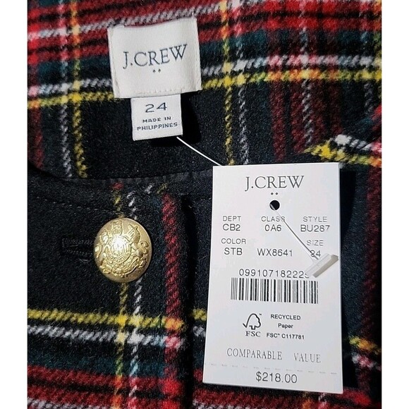 J. Crew Womens Tartan Plaid Wool Jacket Plus 24 3X New - Round Neck- Holidays - Picture 2 of 11
